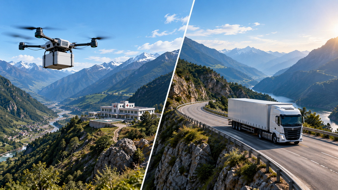 2Drone Delivery Versus Truck Delivery Comparison